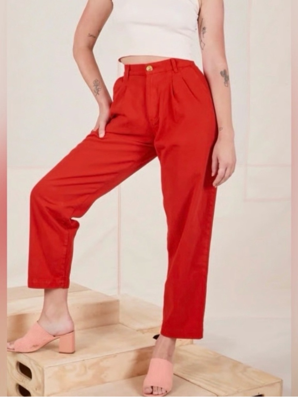 Red Big Bud Press Trousers, size L